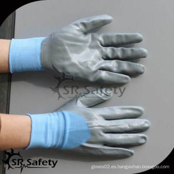 SRSAFETY 13G forro de nylon tricotado 3/4 guantes revestidos de industria con guantes de nitrilo